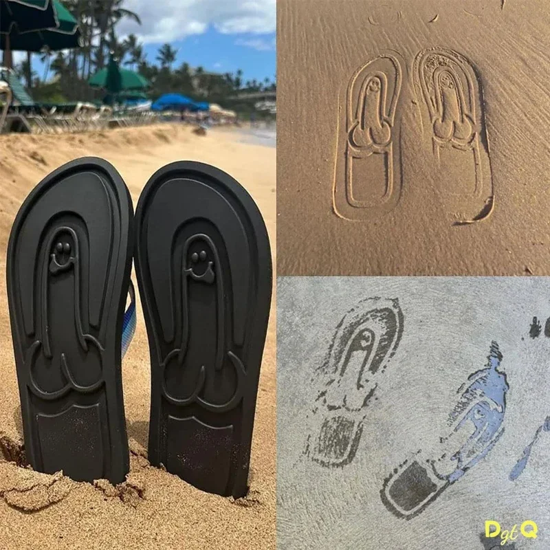 Versteckte Penis Flops Parodie kreative Penis Hausschuhe Sommer Strand Komfort rutsch feste Herren Sandale Strand Flip Flops Schwanz Hausschuhe