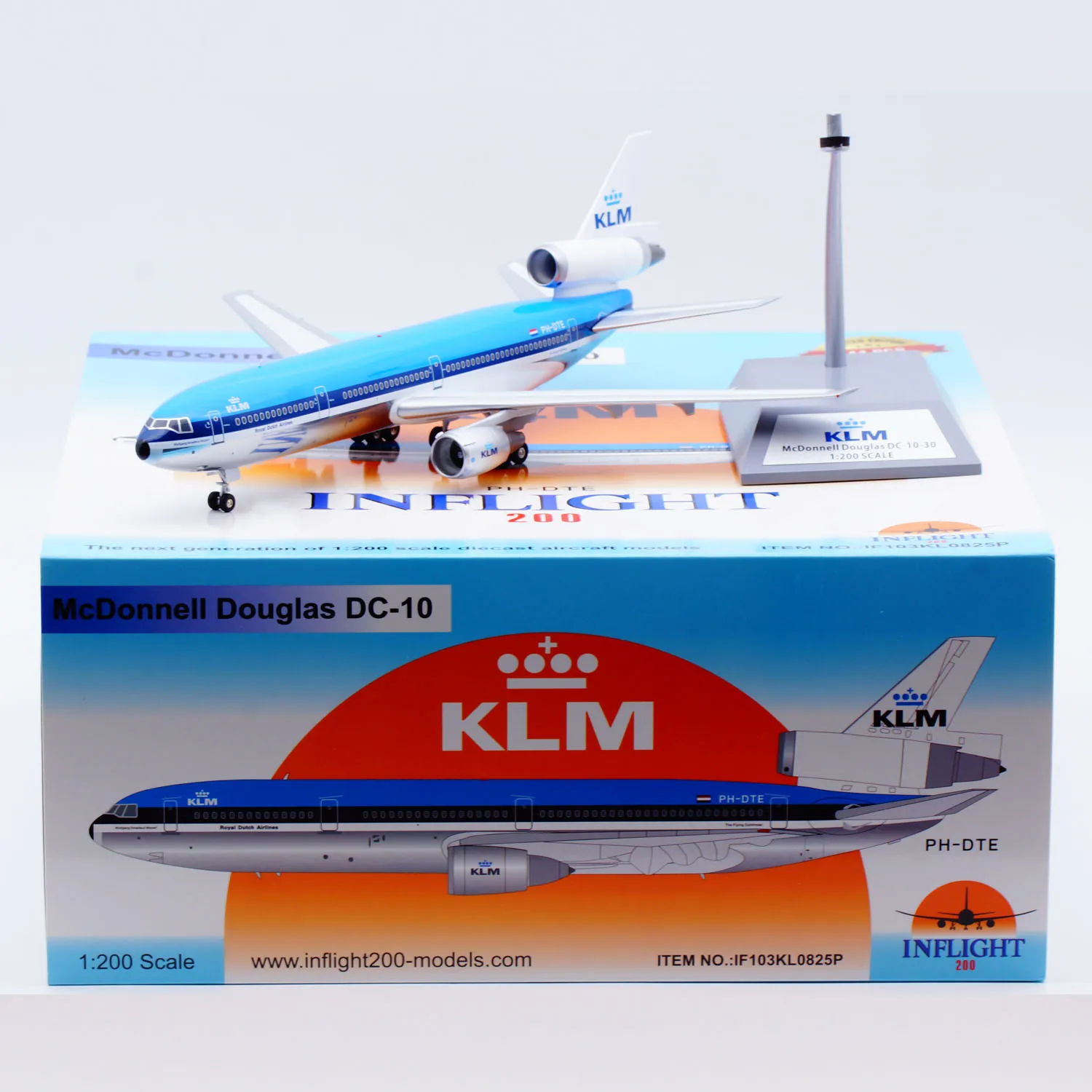 

IF103KL0825P Коллекционный самолет из сплава в подарок, INFLIGHT 1:200 KLM McDonnell Douglas DC-10-30, литая под давлением модель реактивного самолета PH-DTE