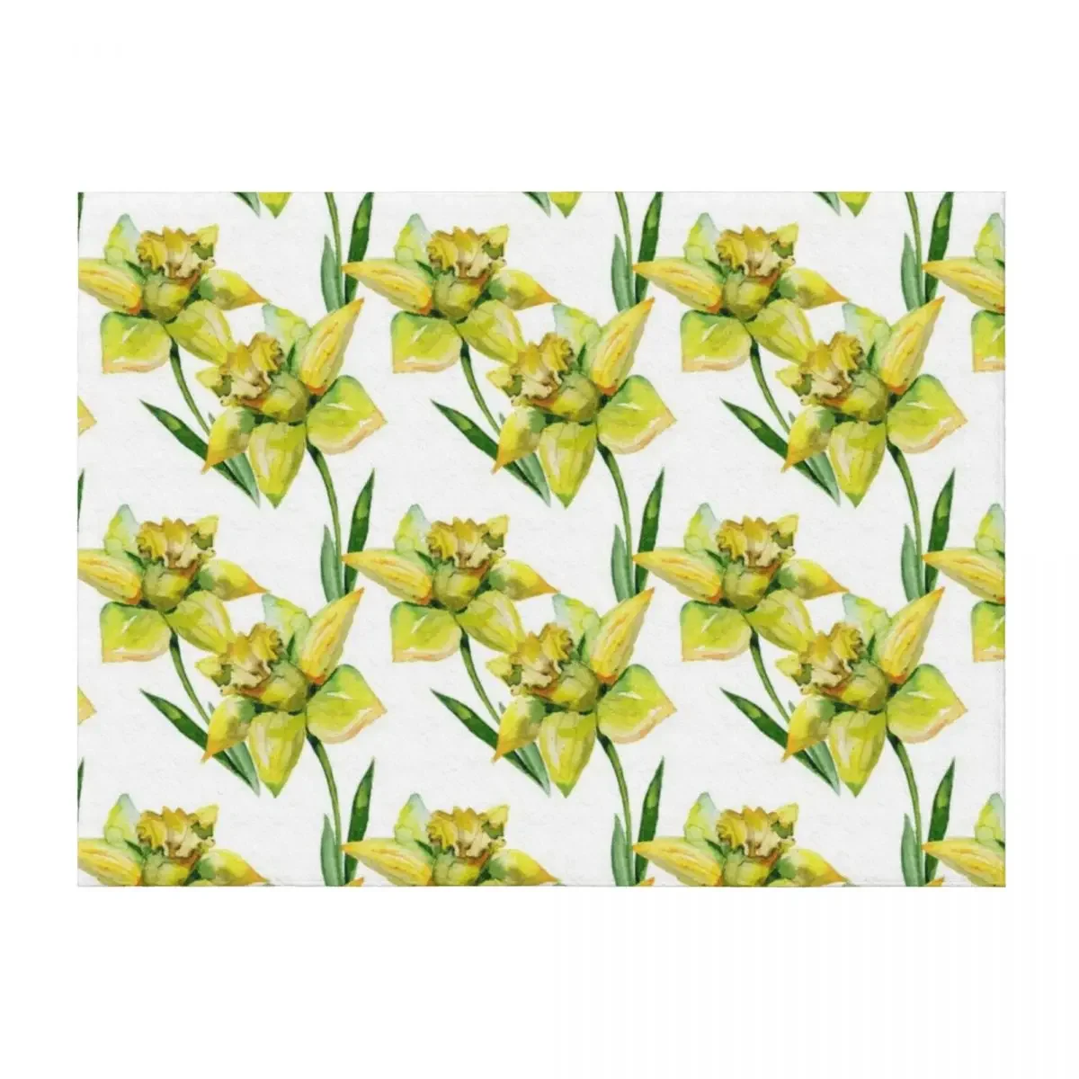 

Spring hand painted yellow green watercolor daffodils floral Throw Blanket Nap Thermal Soft Bed linens Blankets