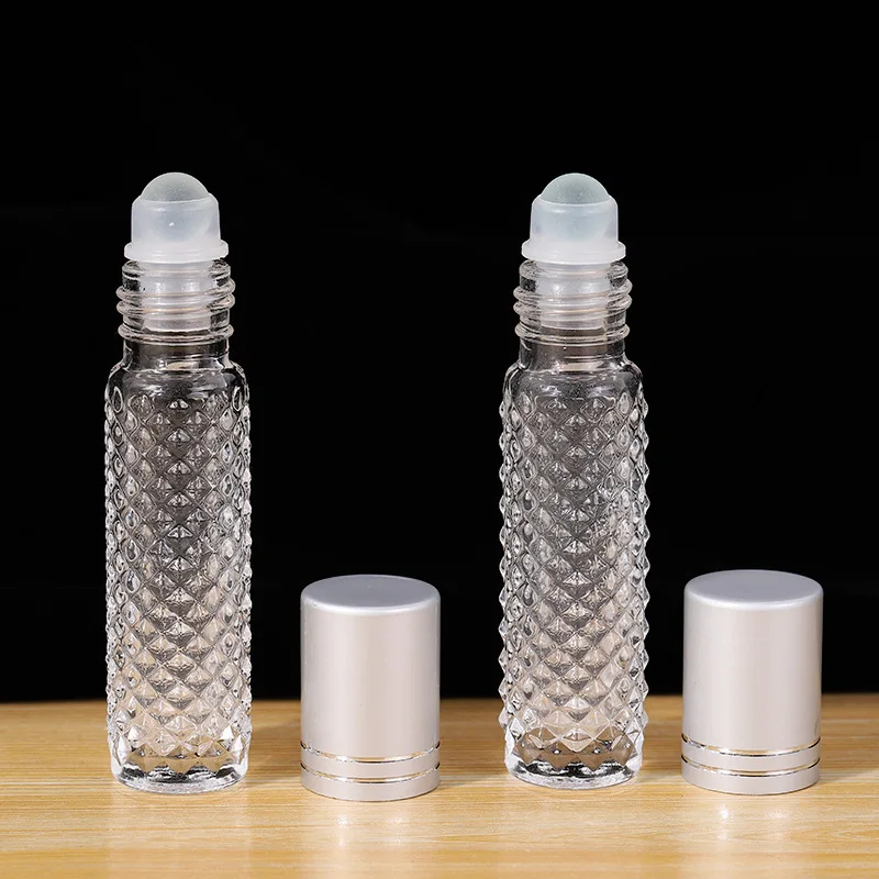Bouteilles à roulettes en verre de 10ML, 1 pièce, pour huiles essentielles, vide, rechargeable, transparente, anti-fuite, rouleau de Massage sur conteneurs, nouveau