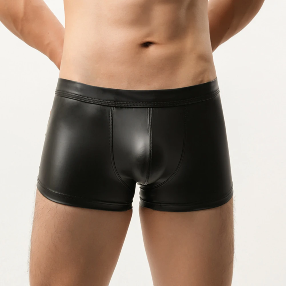 Erotic Men Panties Men Faux Leather Boxer For Nightlife Activities Black Comfortable Erotic Underwear For Men Men