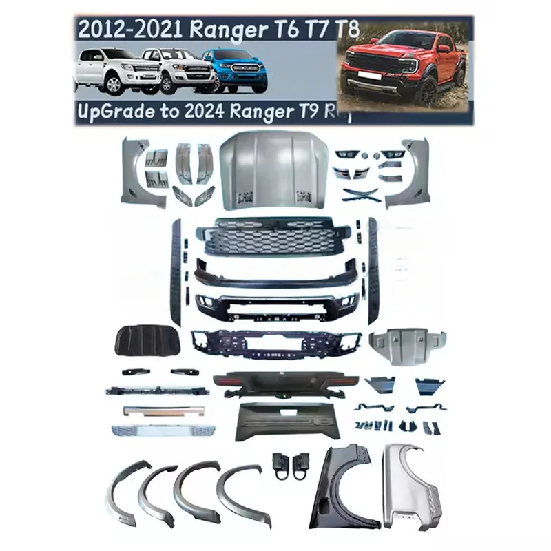 High Quality Ranger T6 T7 T8 to T9 2023 Raptor Style 4x4 Pickup Front Bumper Body Kit Exterior Tuning Replacement Parts