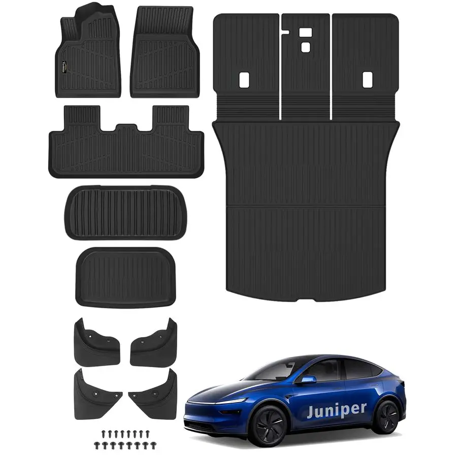 

Mats Custom for Model Y Juniper 2025 2026 5Seat Cargo Liner with Backrest Mat All Weather TPE Full Set with Front Trunk Mat Rear