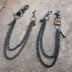 Double Gun Bullet Keychain Pendant Cowhide Metal Pants Chain Thick Double HipHop Punk Waist Chain Accessories Gifts Wholesale