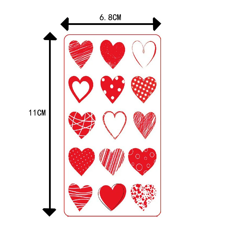 8pcs/set Love Heart Temporary Tattoo Sticker Waterproof Valentine Day Heart Gift Party Art Tattoo Sticker Decoration