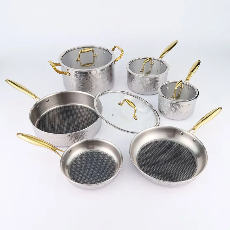 Classic Durable Stainless Steel Cookware Set with Glass Cover for Universal  & Induction Cookers