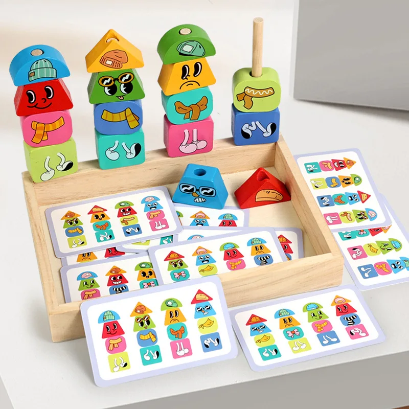 Sorting Stacking Montessori Wooden Toys Matching Shape Color Stacker Toddlers Early Educational Learning Toys for 3 4 5 Year Old