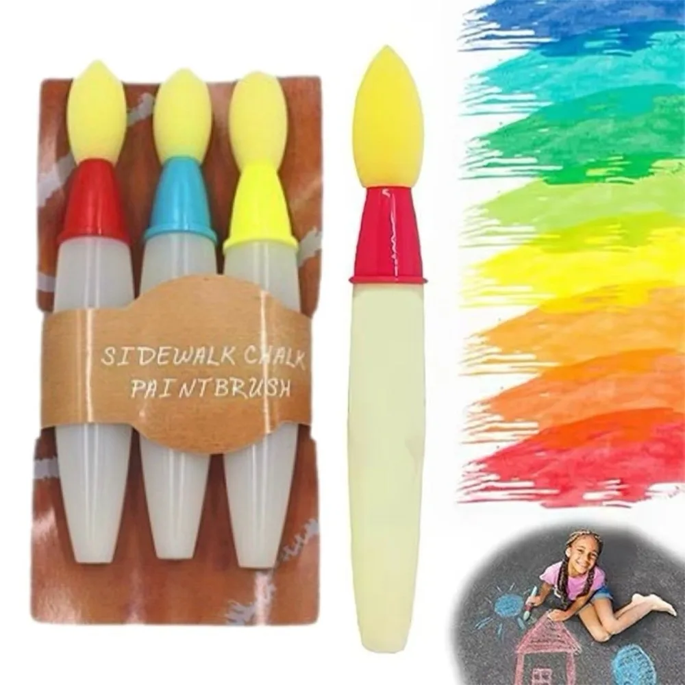 3Pcs Creative Soft Sponge Paint Brushes Drawing Tools DIY Straight Liquid Dauber Sponge Multi-function Acrylic Watercolor Oil