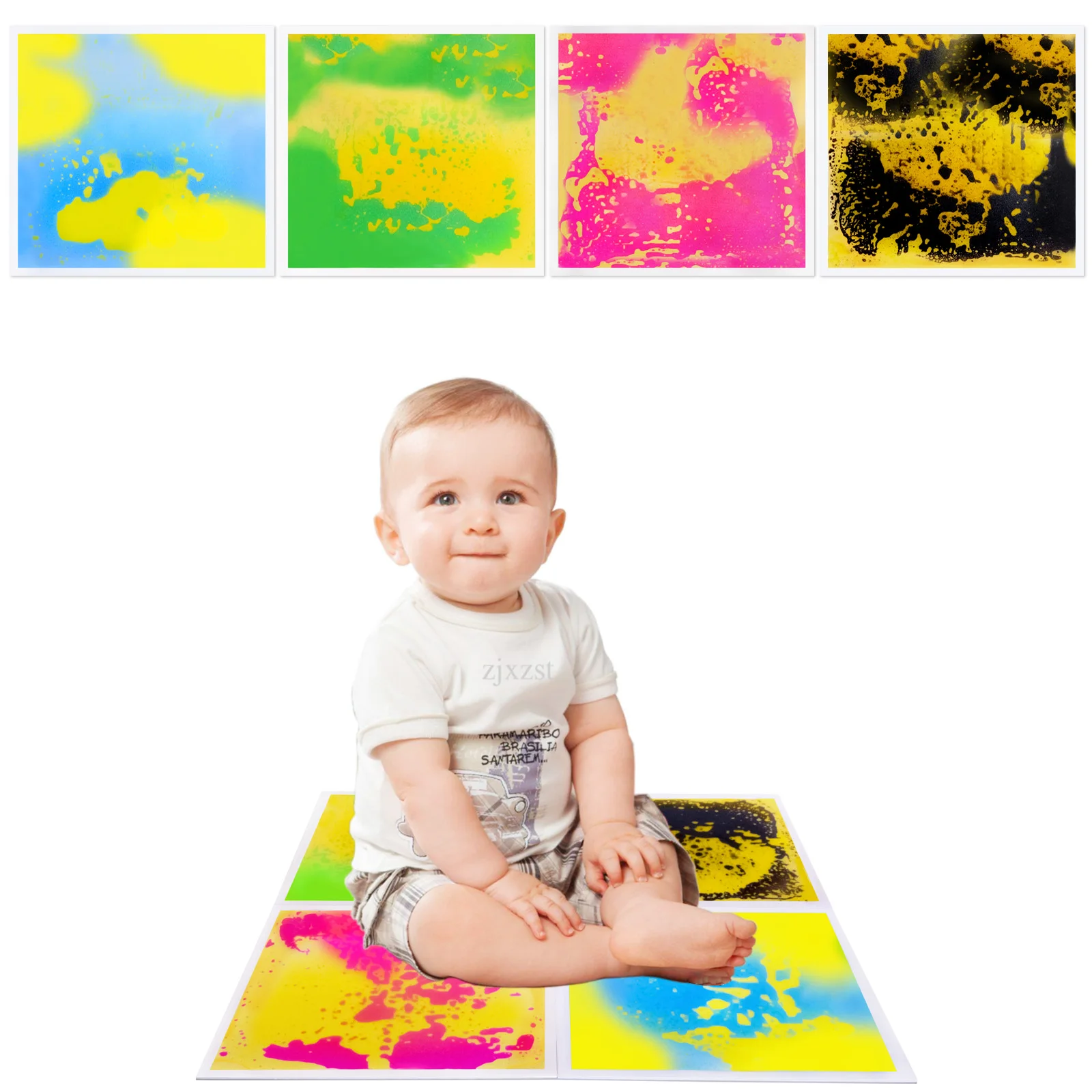 الألعاب الحسية البصرية الملونة: وسادة أرضية حسية حسية ناعمة للأطفال غير سامة #1