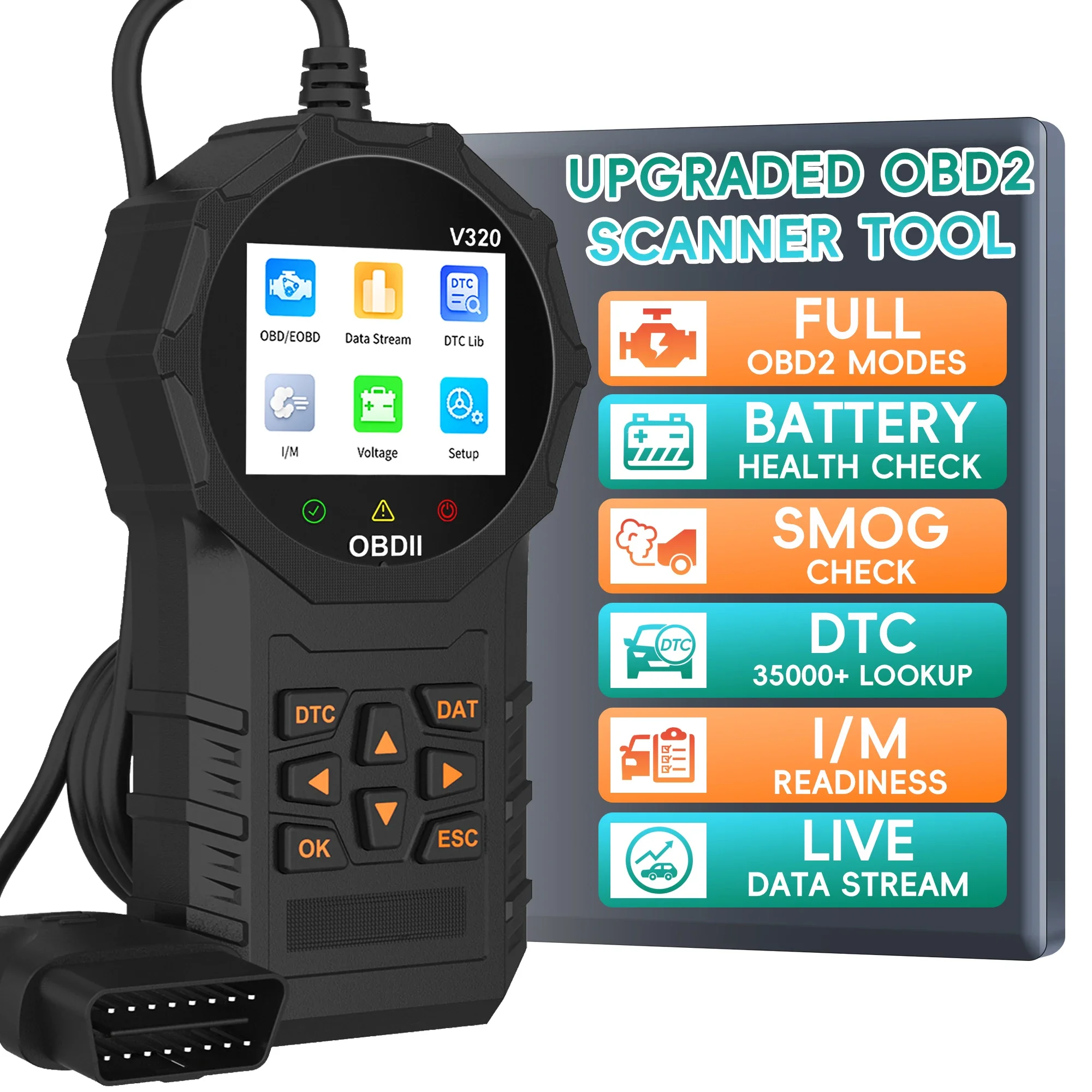 

V320 OBD2 Scanner Diagnostic Tool Auto Check Engine Light Code Reader OBDII Scanner Car Auto Diagnostic Tool