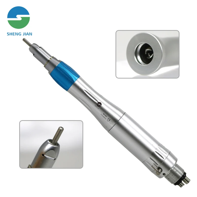 Dental Slow Low Speed Straight Nosecone 2/4 Holes Air Motor External Contra Angle Handpiece Sets Fit FG 1.60mm/CA 2.35mm Burs