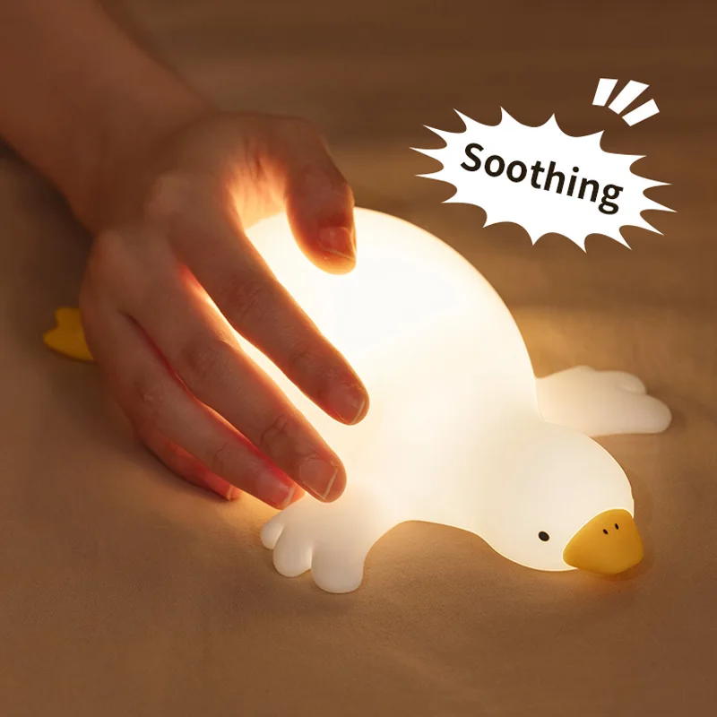 Cute goose Night Light Animal bedroom decor Lamp Soft Silicone Touch NightLight for Kids gifts