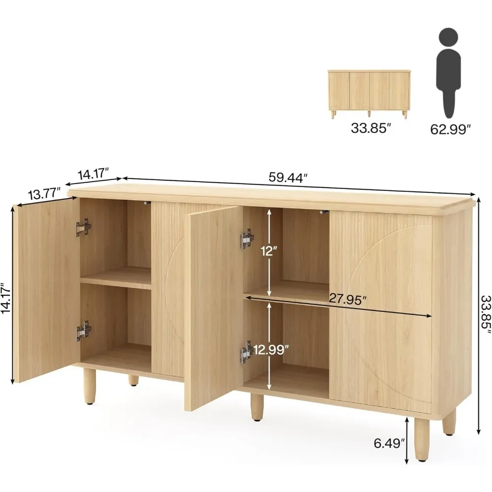 Buffet Cabinet Sideboard with Storage, Modern Storage Cabinet Sideboard Buffet Table with Doors for Living Room Dining Room