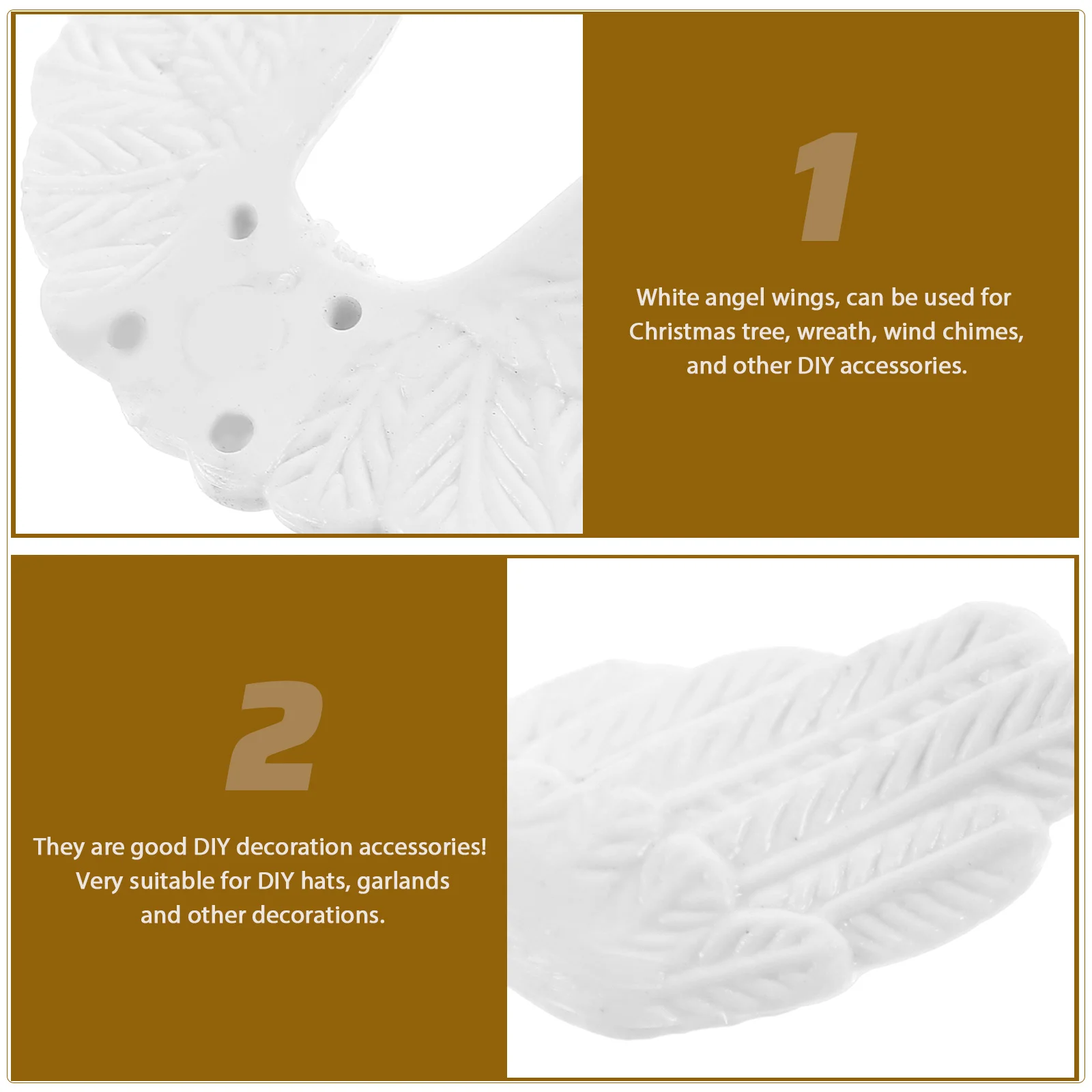 24Pcs Angel Wings Accessories Plastic White DIY Craft Decorations Christmas Tree Wreath Garlands Ornaments DIY Angel Wings