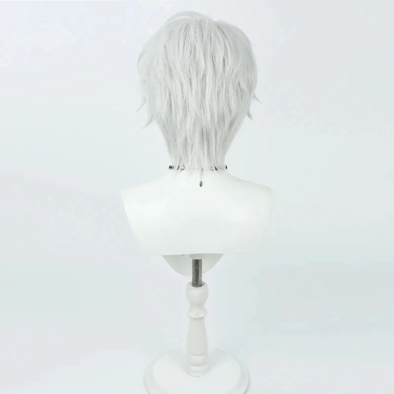 Game Honkai Impact 3 Kevin Kaslana 30cm Short Silver White Cosplay Anime Heat Resistant Fibre Wigs + Wig Capx;3,v'6.f;9,