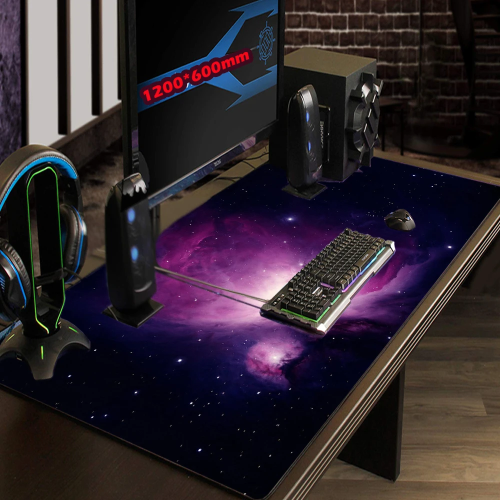 Purple Mousepad Universe Desktop Table Mat Starfield Mouse Pad Large Galaxy Xxl Carpets Milky Way 1200x500 Keyboard Pad Space