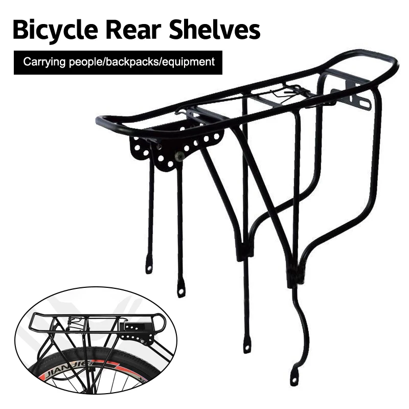 250kg Load Capacity Bicycle Rear Cargo Rack Set Portable Sturdy Mountain Bike Carrier Back Seat Luggage Shelf for Cycling Travel