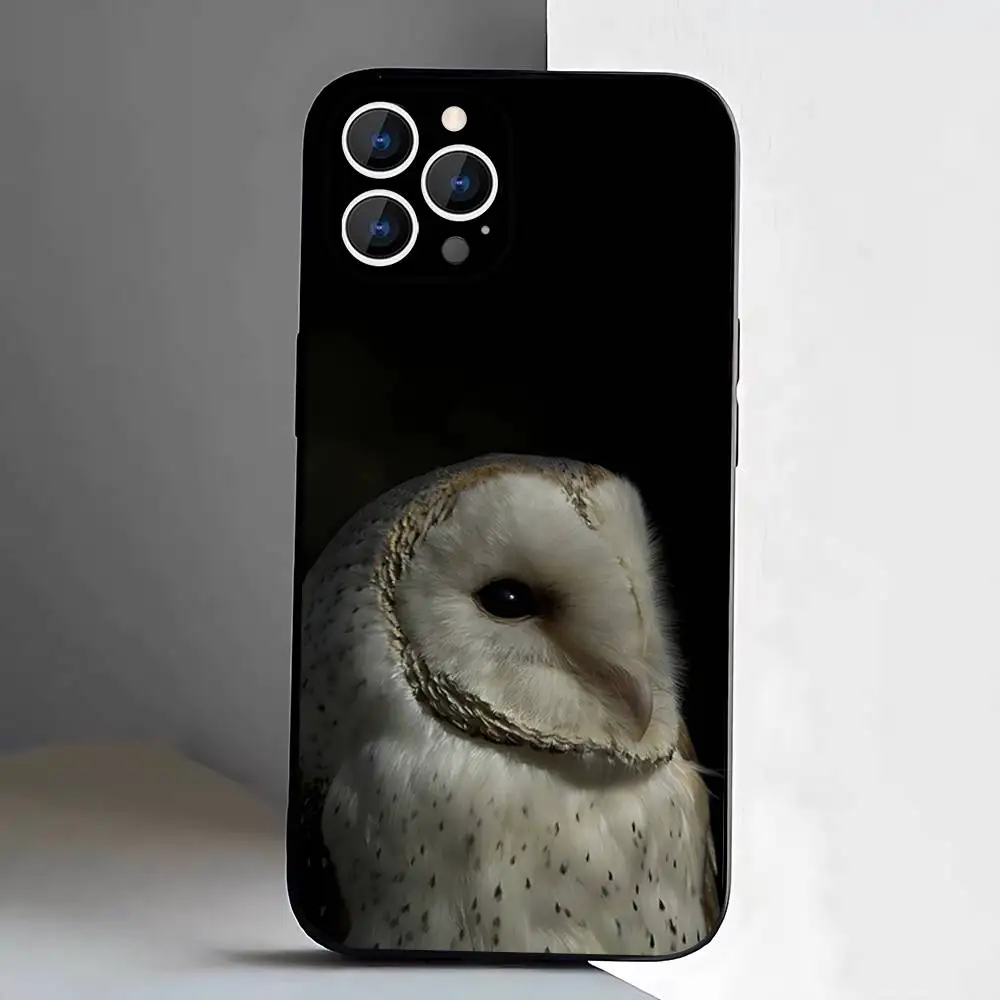 حافظة هاتف لطيفة على شكل بومة للأطفال لهاتف آيفون 17,16,15,14,13,12,11,Pro,Max,Plus,E,Air,غطاء أسود واقٍ صغير