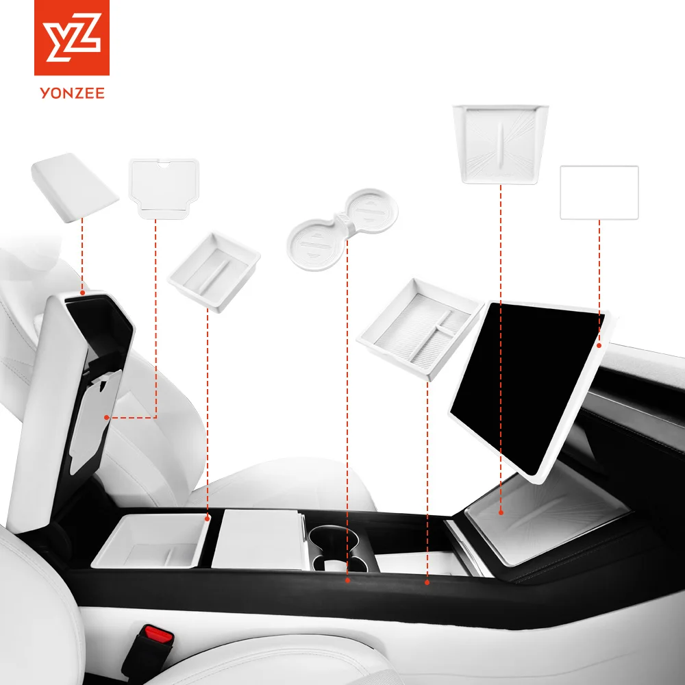 YZ for Tesla Model 3 Y YL Juniper Center Console Organizer Tray Under Seat Armrest Hidden Storage Box Cup Holder Car Accessories