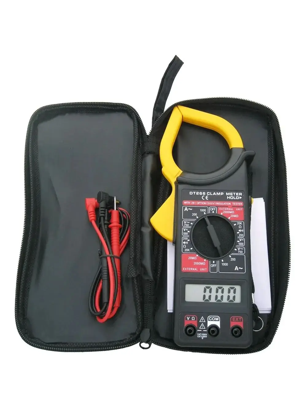 DT266 Tang Ammeter Multimeter, LCD 1999 hitungan Digital True RMS meteran jepit tegangan arus AC DC Tester Multimeter