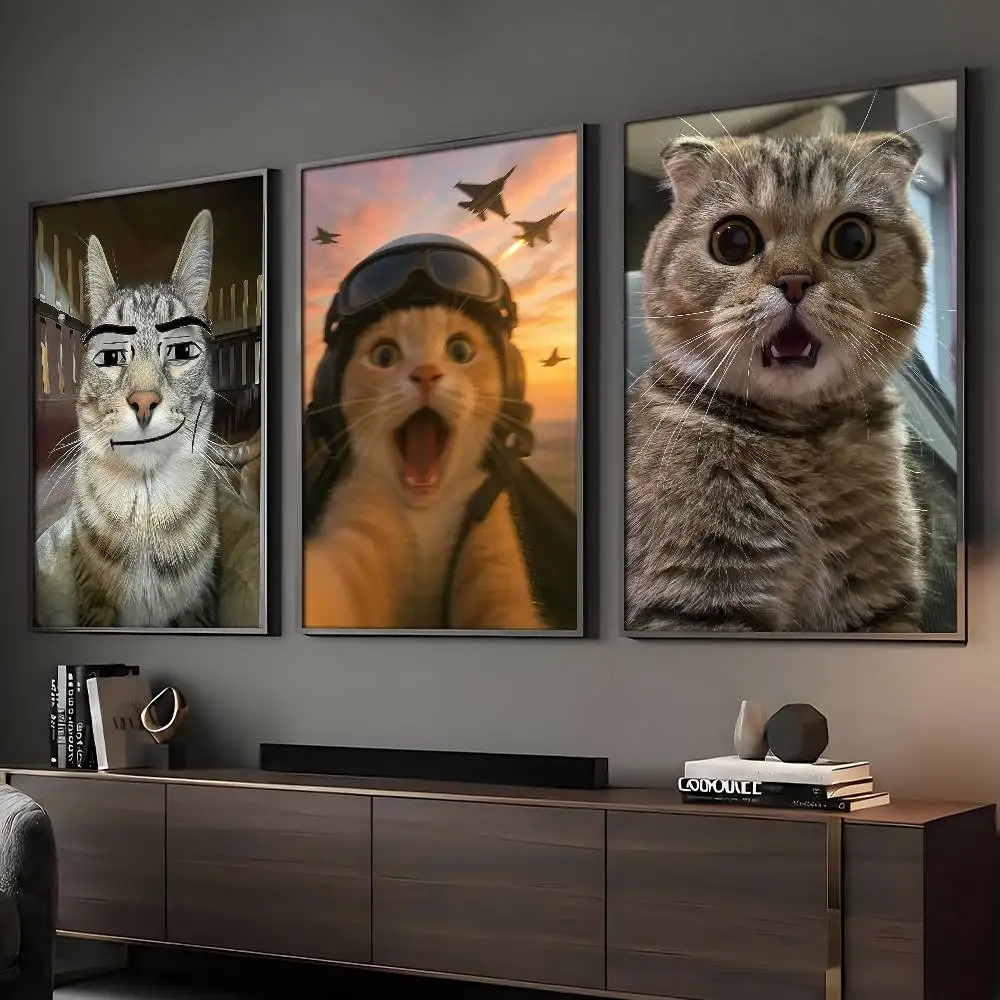 Lustiges Katzen-Meme, Angst, süß, cool, Zazu-Poster, HD-Kunst, selbstklebende Wand, wasserfest, für Zuhause, Wohnzimmer, Bar, Dekoration