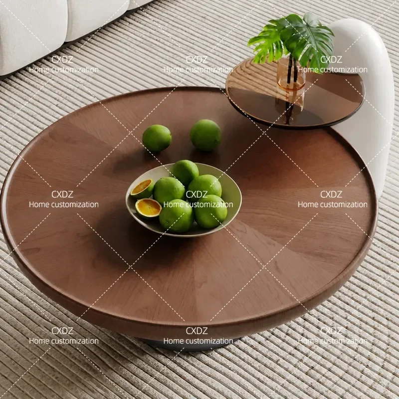 Round Coffee Table Walnut Color Simple Living Room Home Minimalist Creative Small Apartment Villa High End Furniture