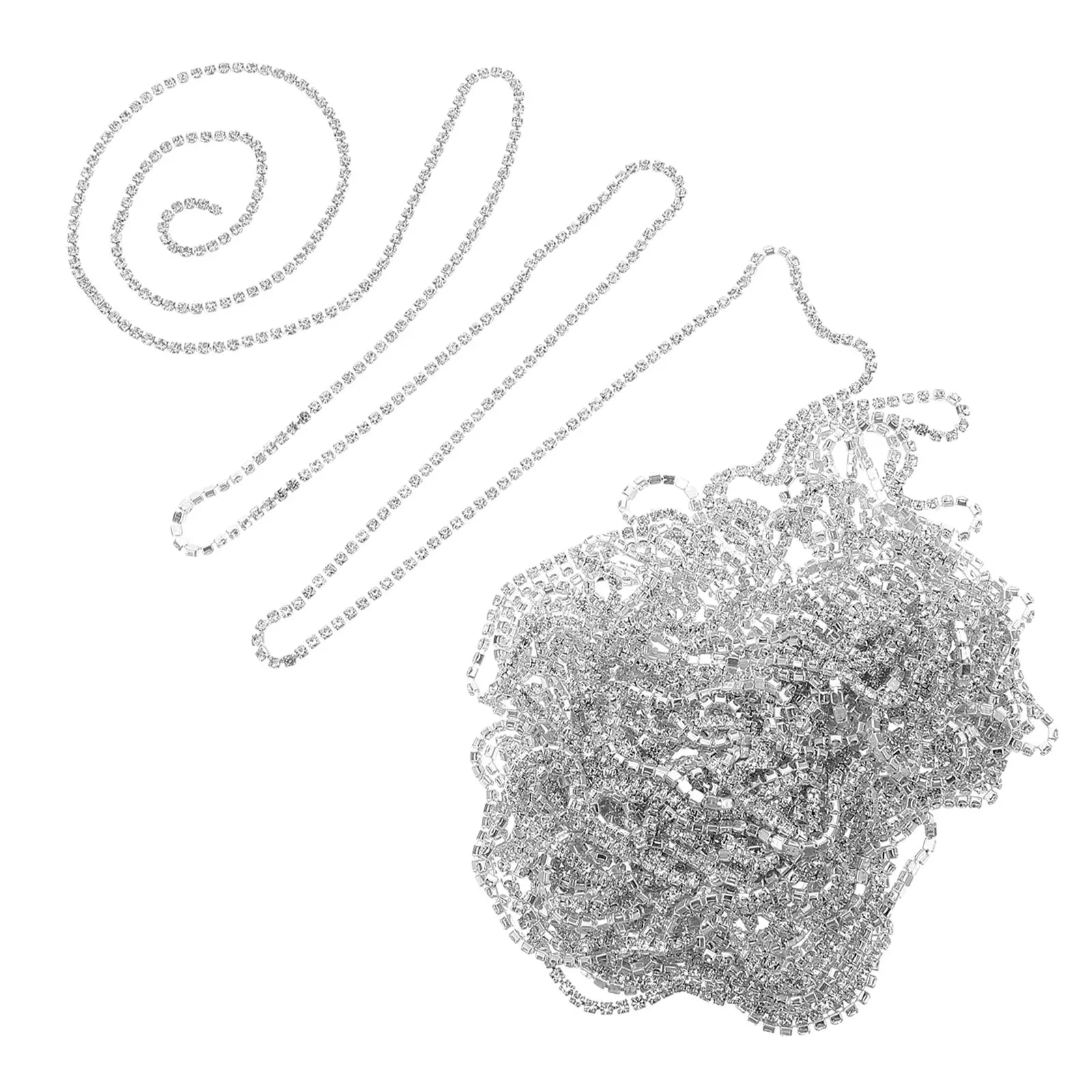 

Цепочка из стразов с серебряным покрытием, 10 м, для рукоделия, украшений, свадебного декора, обуви, одежды, букетов