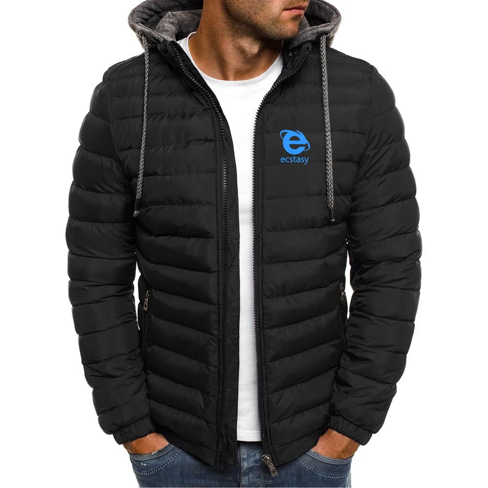 Streetwear Ecstasy Logo Print 2026 New Style Cold Protection Cotton-padded Jacket Men's Autumn And Winter Thicken Coat Hoodies