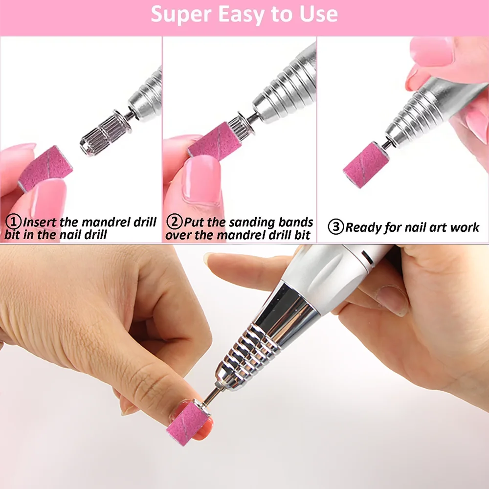 100개 로즈 네일 샌딩 밴드 전동 네일 드릴 비트 UV 젤 아크릴 제거용 네일 샌드밴드 액세서리