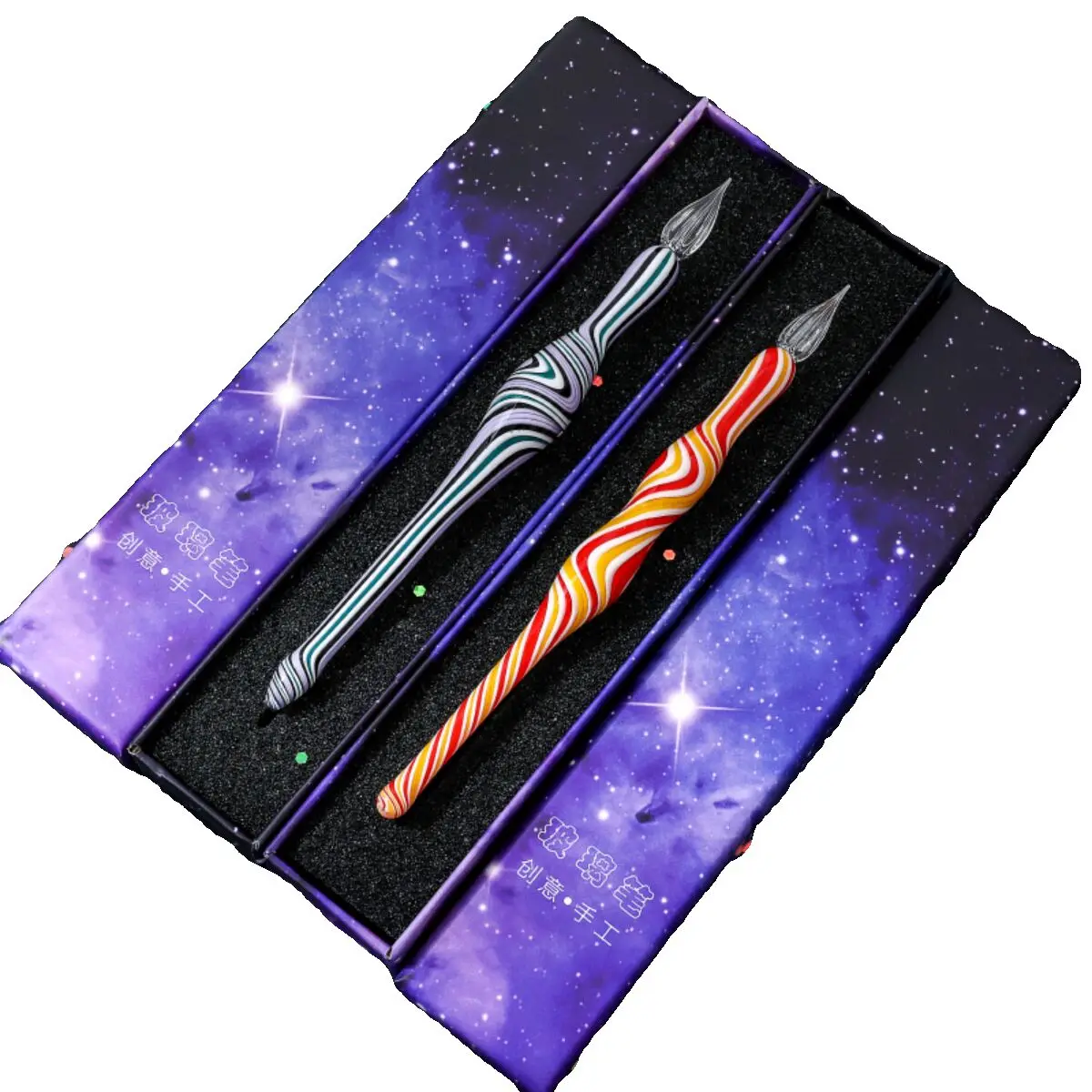 Magic Graffiti Colorful Glass Dip Pen, Signature Pen Student Writing Gift Pen