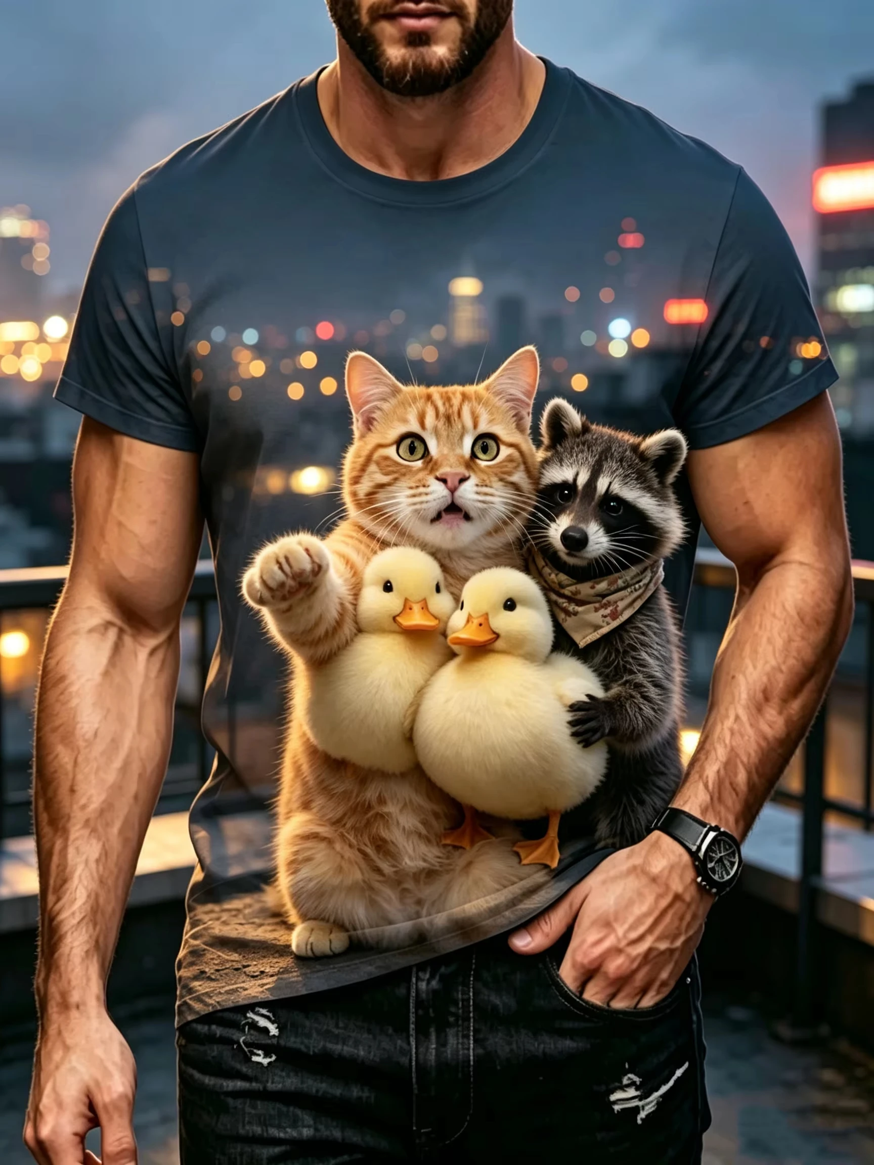 Funny 3D Panda Cat Animal Print Short Sleeve T‑Shirt Unisex Crew Neck Tops Summer Daily Casual Tees For Men Women﻿﻿﻿
