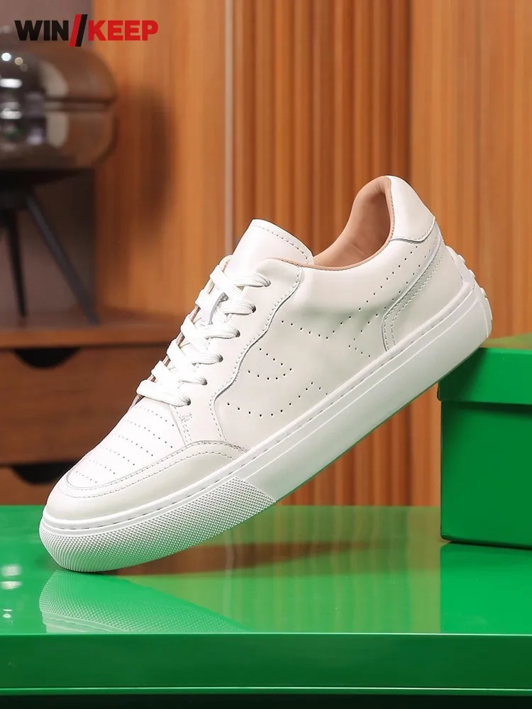 

Outdoor Men New Running Shoes Lace Up Breathable Genuine Leather Comfortable Jogging Trainers Male Fashion Sneakers Sport Shoes