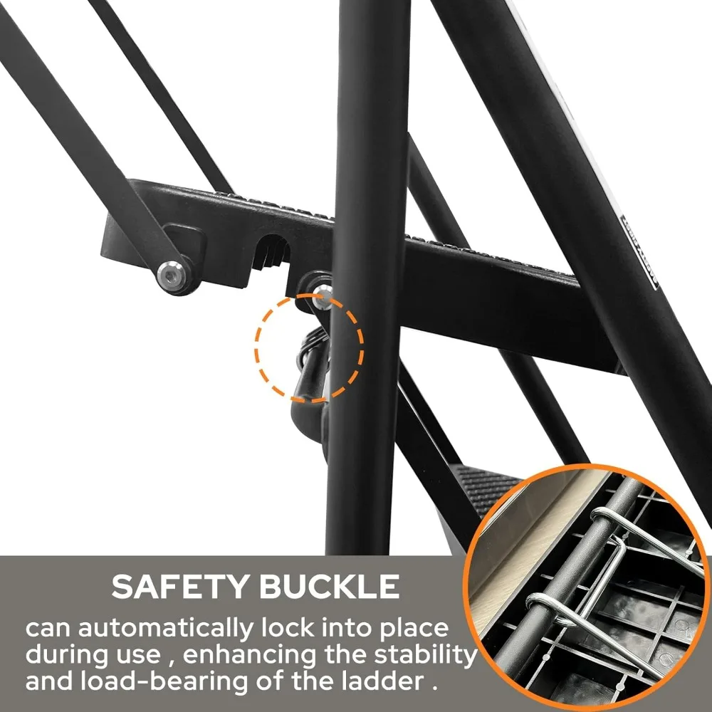 Échelle à 4 Marches Pliante avec Plate-Forme d'Outils, Pédale Large Antidérapante, Légère, 500 Marches Artériels pour Adultes