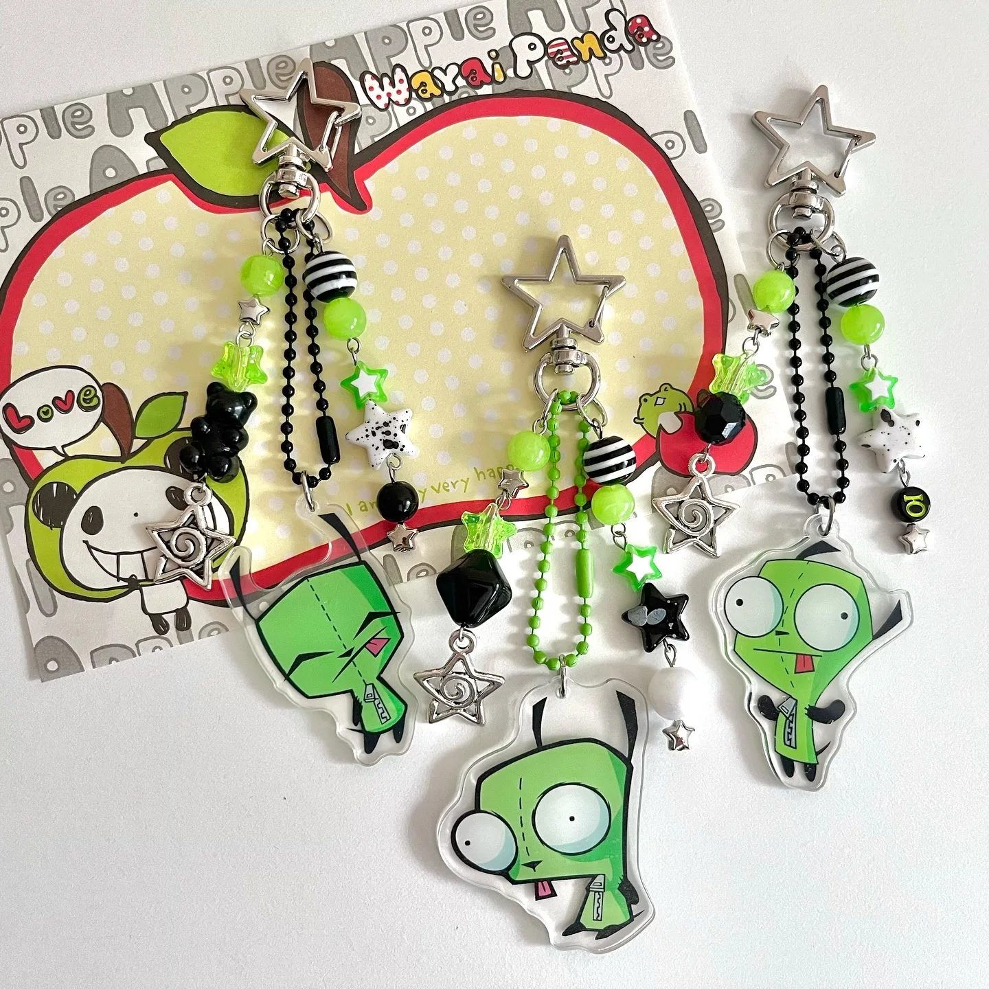 Llavero gir, regalo fan invader zim, llavero nostálgico de níquelodeon, dije de dibujos animados, estética y2k, accesorio emo, regalo único