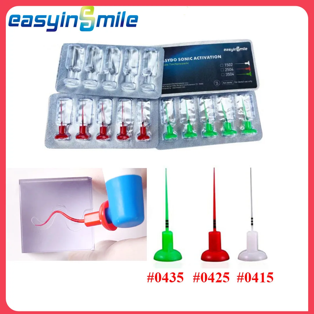 Easyinsmile 60PCS Dental Endo Activator Tip Sonic Irrigator Root Canal Cleaning Files No Break Soft Tips .02 .04 Taper #15#25#35