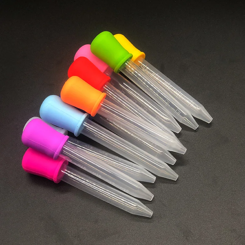 Imagem -02 - Pequeno Conta-gotas Pipeta Plástica de Silicone Suprimentos de Laboratório Escolar Medicina Suco Água Líquido Olho Orelha 5ml Pcs