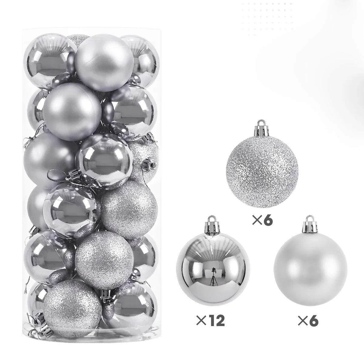Hot 24Pcs 3/4/6cm Weihnachten Baum Kugeln Mehrfarbige Weihnachten Ball Dekorationen Glitter Weihnachten Baubles ornament Ball Party Wohnkultur – Detail 7