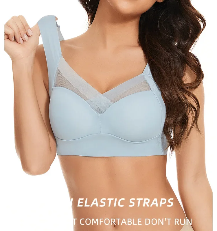 Damen Spitzen-Sport-BHs Übergröße Nahtloser BH Bralette Rückenfreier Damen-BH Weste Stoßfester Drahtloser Top-BH L-3XL – Detail 10