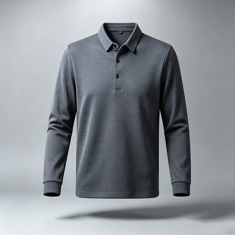 Men Minimalist Short Sleeve Polo Shirt Lapel Collar Versatile Knit Material For Everyday Urban Casual Multi‑Scenario Dressing