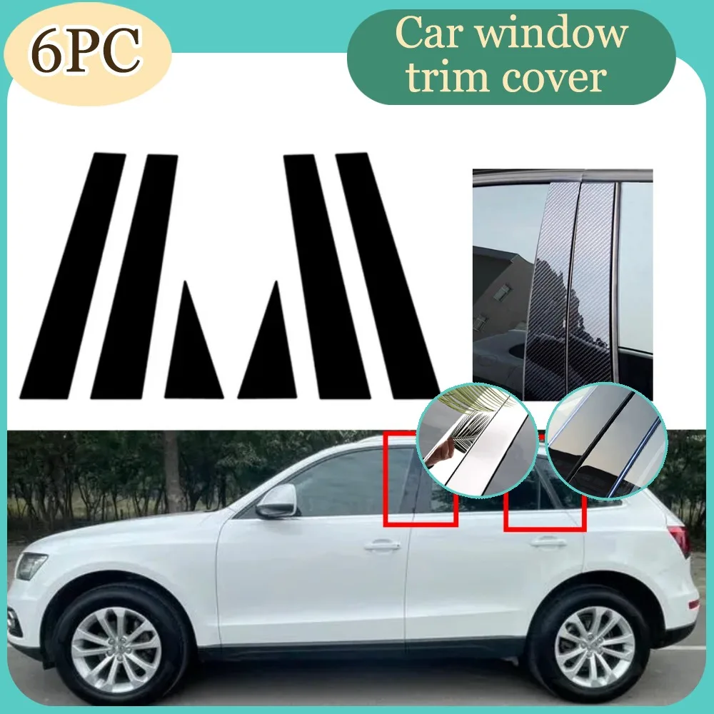 

Fit For Audi Q5 8R 2009-2011 2012 2013 2014 2015 2016 2017 6pcs Glossy Black Pillar Posts WindowTrim Column B C Sticker Cover