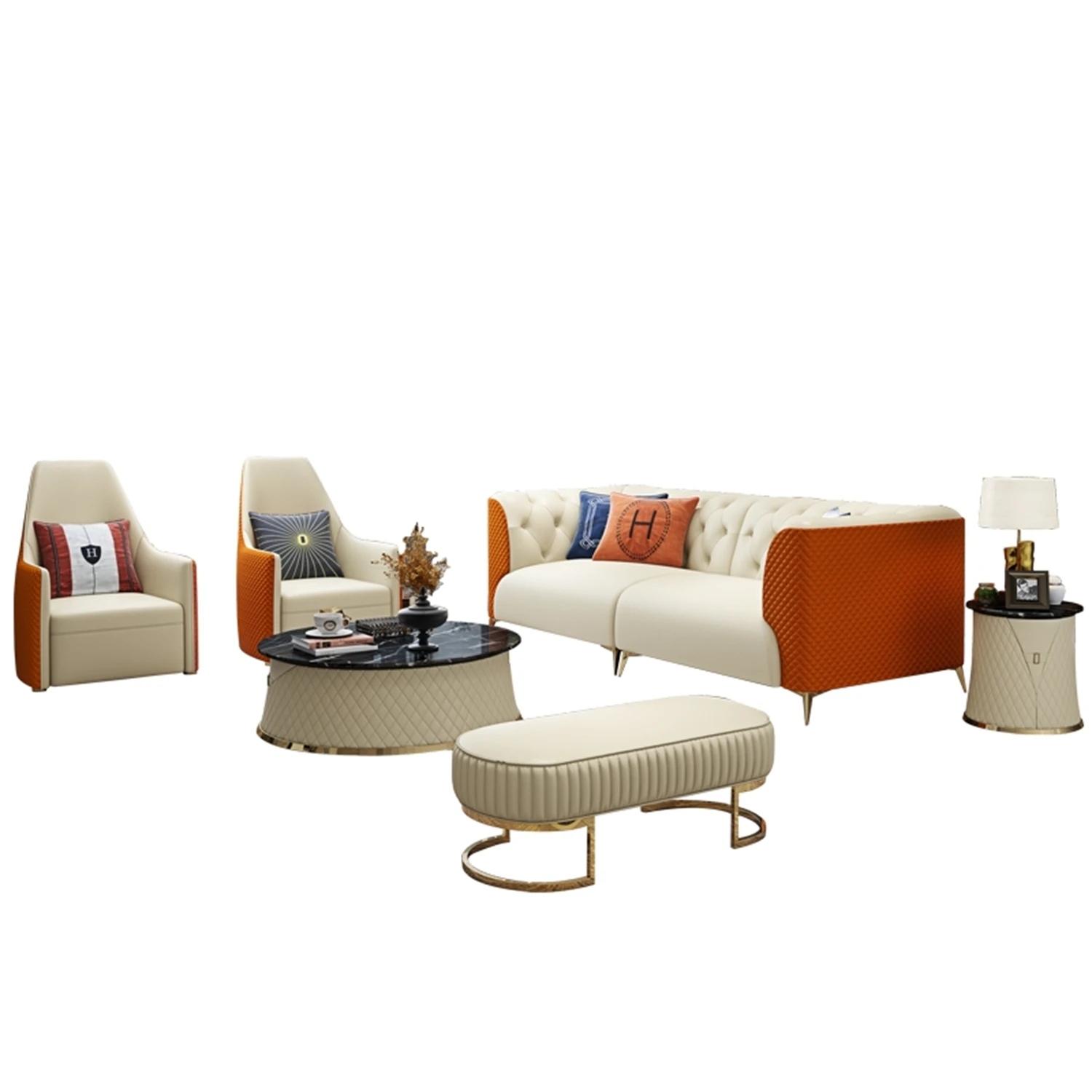 bl-Famous Brand Royal Luxury Leather  Sofa Sets&