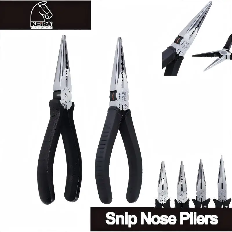 

JAPAN KEIBA Needle Nose Pliers (T-346S/316S/SR-346S/ET-328S) - Long Nose w/Cutting Edge for Jewelry DIY, Precise & Durable