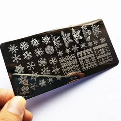 Fiocchi di neve fiori unghie Stamping piatti babbo natale albero di natale immagine timbro modelli stampa Stencil strumenti autunno inverno