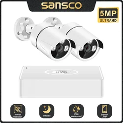 SANSCO 5 in 1 AHD Camera Kit 5MP videoregistratore sistema di sorveglianza sicurezza esterna 4CH 5MP sistema CCTV telecamera allarme e-mail