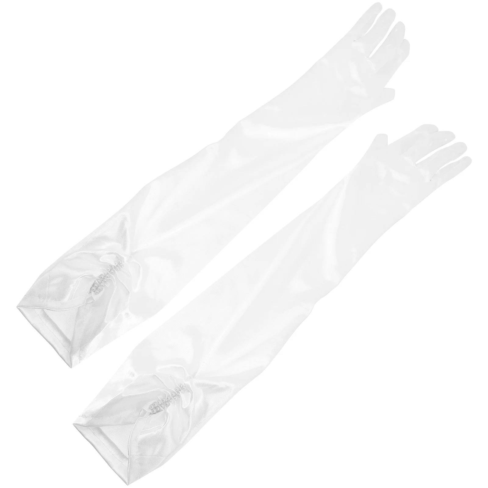 

1 Pair Long Evening For Women Wedding Bride Bridal Gloves Mesh Dress Gloves For Party Banquet Dance Ceremony Functional