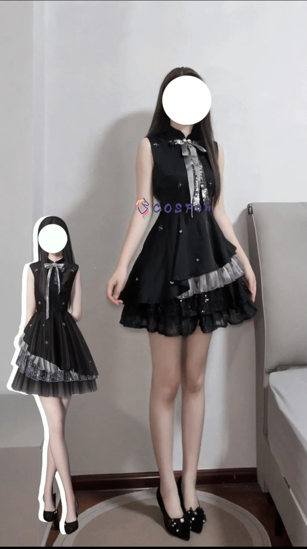 robe-de-soiree-love-and-deepspace-noire-avec-strass-520-costume-de-cosplay-uniforme-mignon-tenue-pour-activite-fete-jeu-de-role