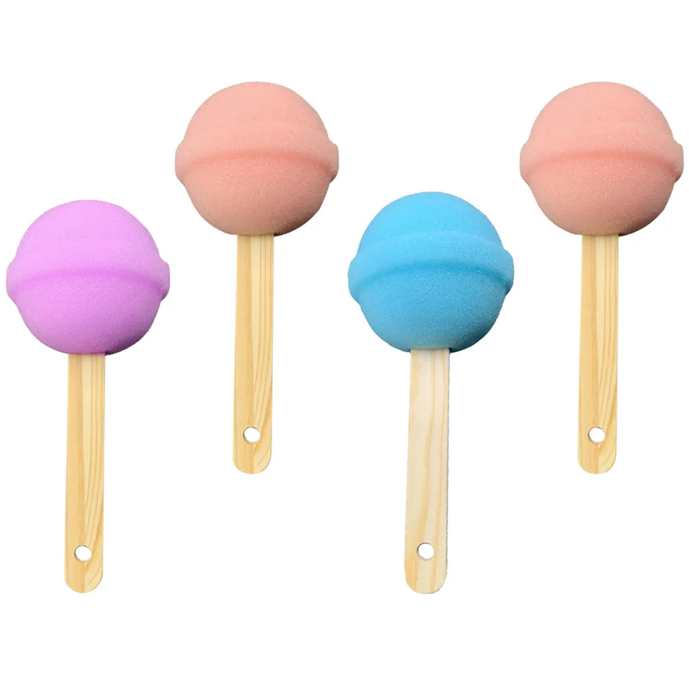 

4 Pcs Bath Cleansing Sponge Back Cleaning Brush for Shower High Density Scrubber Lollipop