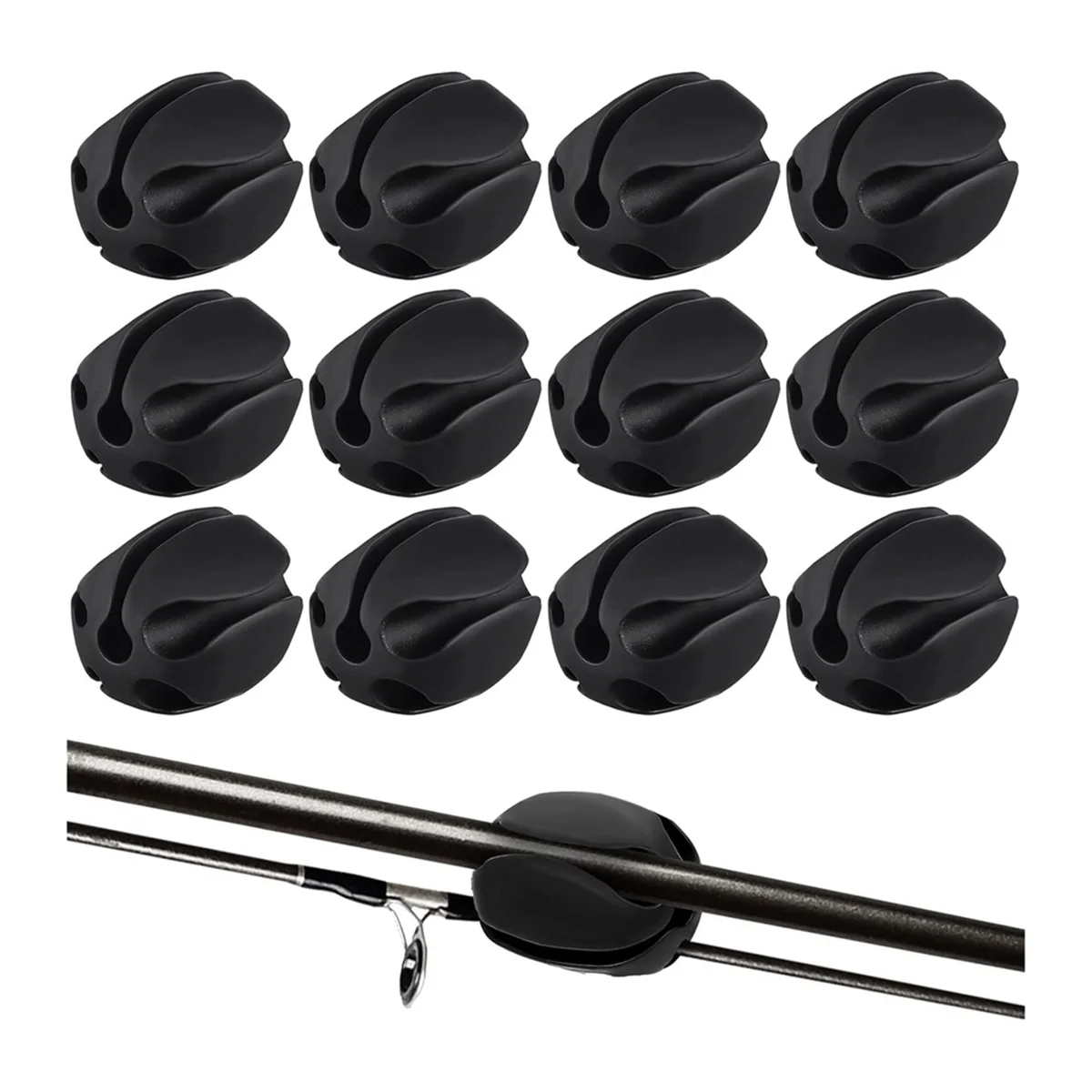 12 Pcs Portable Fishing Rod Fixed Ball 5 Holes Fishing Pole Puller Rubber Fishing Pole Clips Silicone Fishing Rod Holder