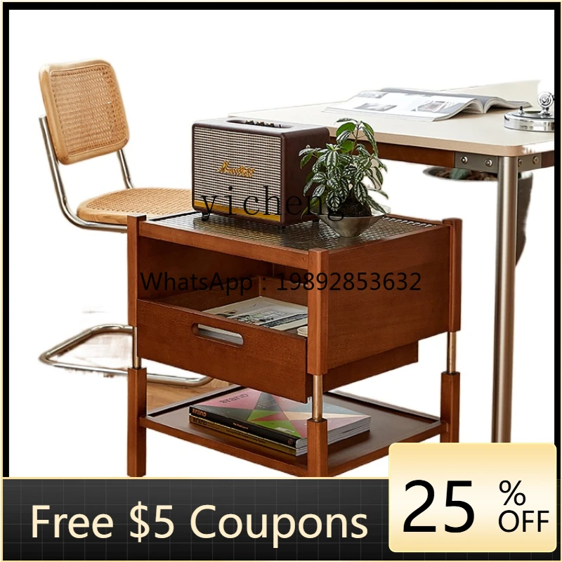 

XL Solid Wood Storage Rack Light Luxury Tea Small Bar Table Storage Rack Movable Trolley