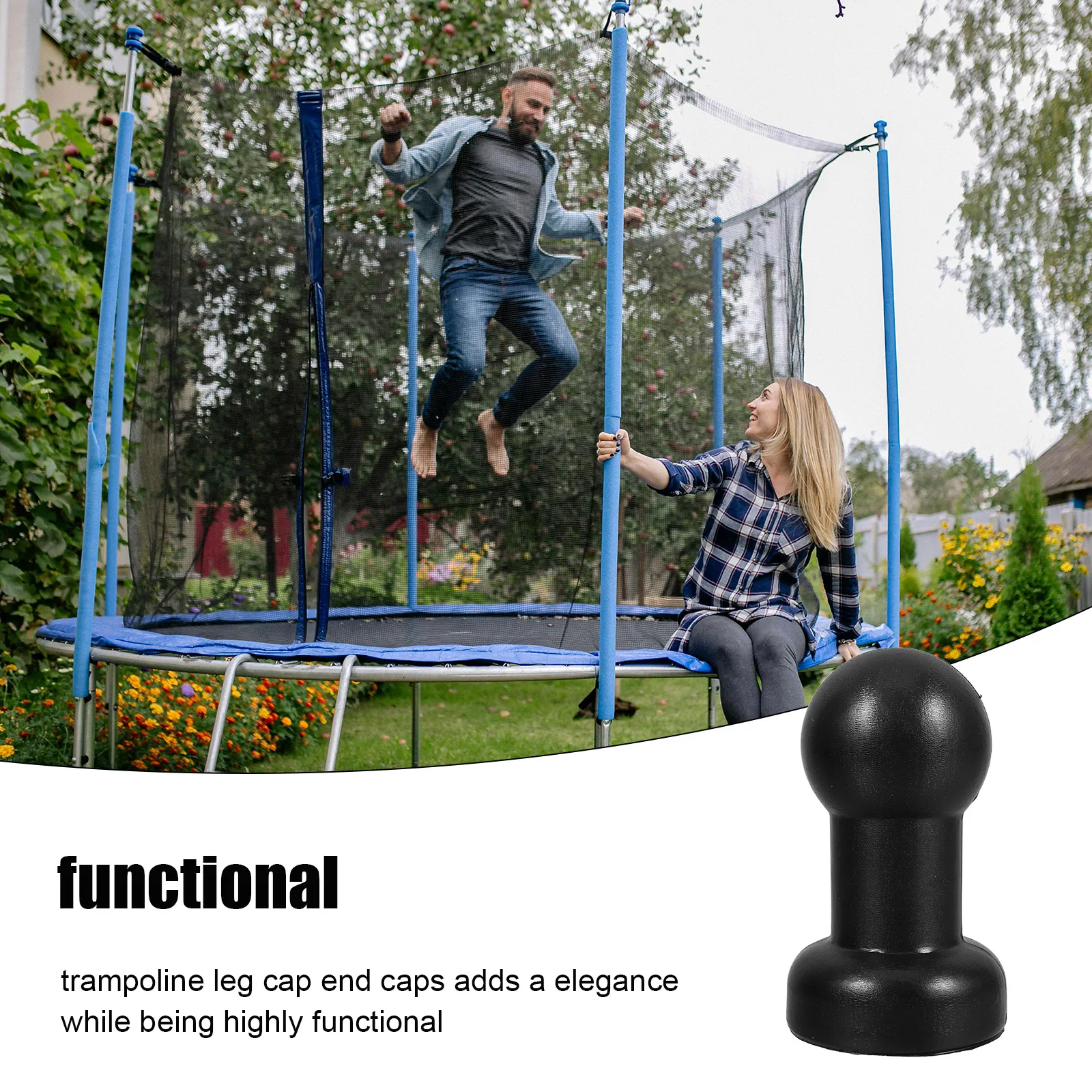 

6pcs Trampoline Pipe Caps Steel Leg Guards Protective Covers Replacement Jump Bed Stoppers End Seals Spherical Design Stable